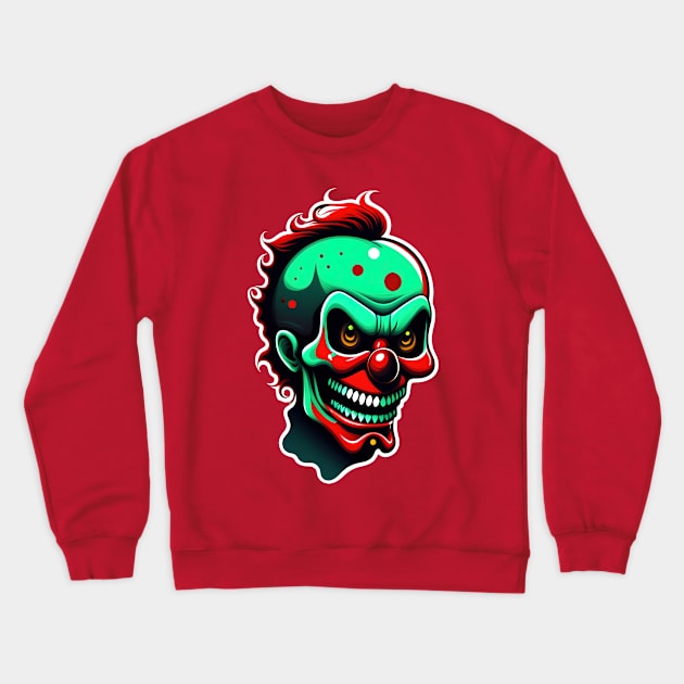 CLOWN'S SKULL 01 Crewneck Sweatshirt by Spooky Tee